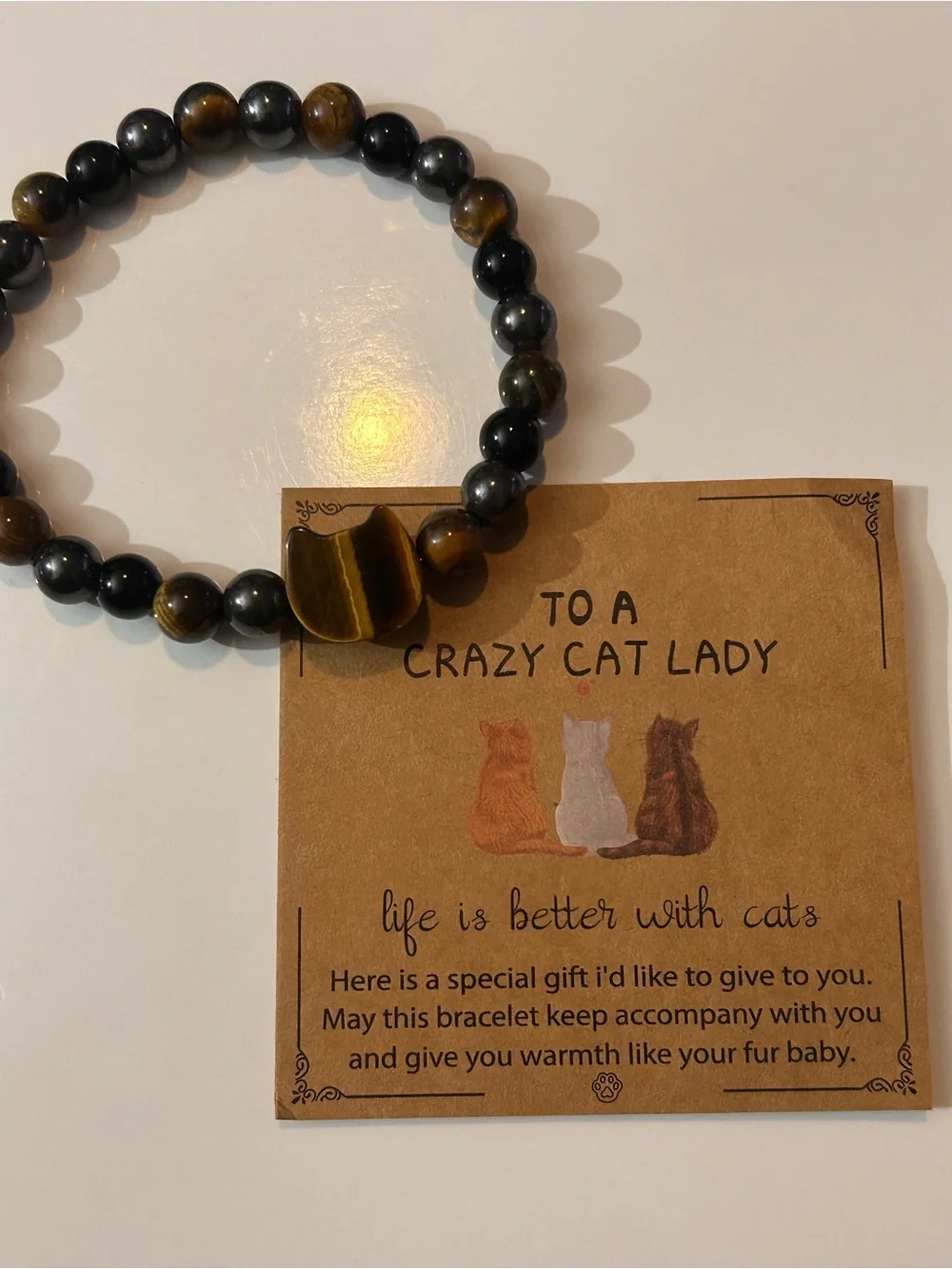Tiger Eye Beaded Bracelet - Brown & Black